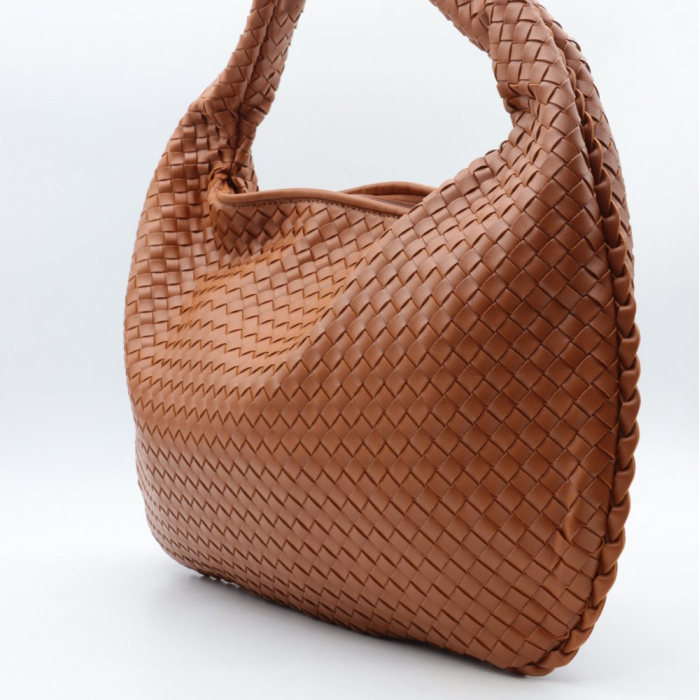 Sac à main Flora&Co simili-cuir tressé 0925530 cognac