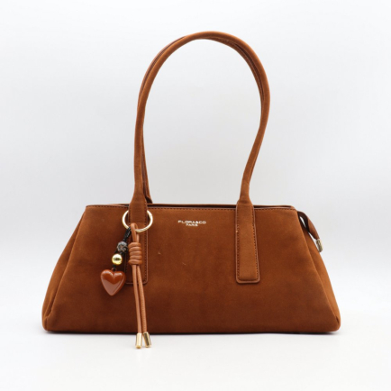 Sac à main long Flora&Co simili-cuir effet daim 0925525 cognac