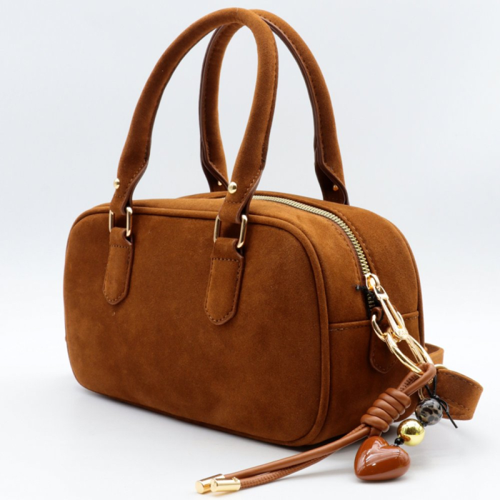 Sac à main bowling Flora&Co simili-cuir façon daim 0925523 cognac