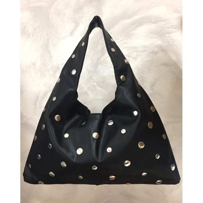 Sac à main cabas effet daim clouté polyester 0925029 noir Sac à main cabas effet daim clouté polyester 0925029 noir