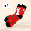 2 Paires de Chaussettes de Noël Imprimé Renne Sapins Étoiles 0625529 rouge