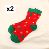 2 Paires de Chaussettes de Noël Sapins Étoiles Flocons de Neige 0625526 rouge