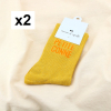 2 paires chaussettes à paillettes "PETITE CONNE" 0625087 jaune