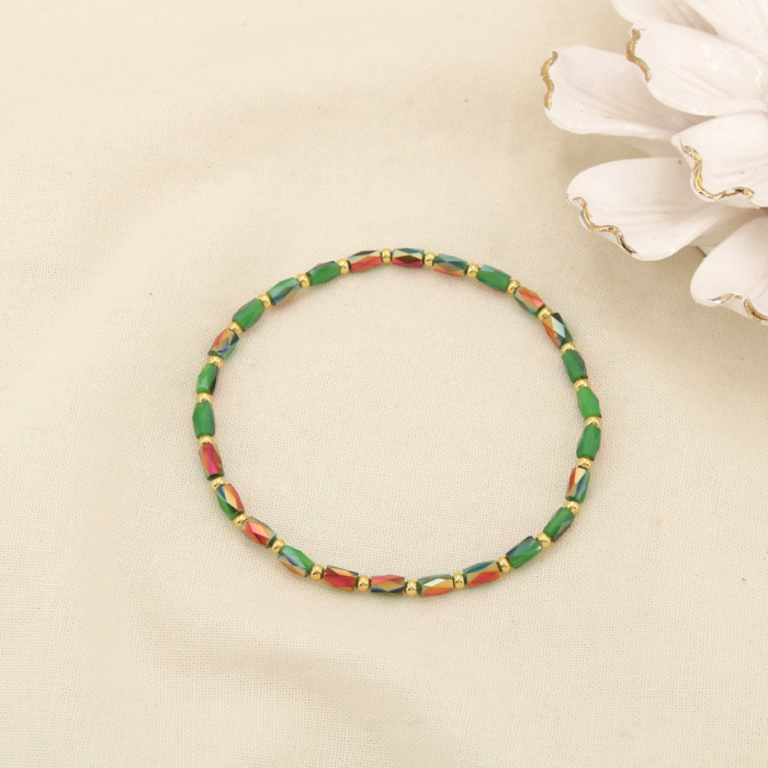 Ensemble 36 Bracelets Élastiques Perles Allongées Cristal Facetté 0225612 multi