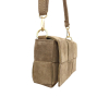 Sac pochette cuir véritable façon daim box tressé 0925028 taupe