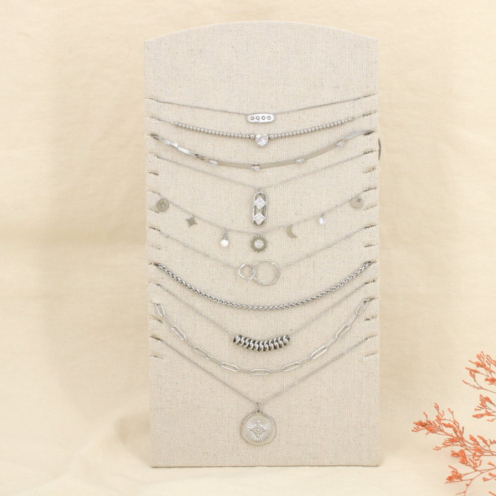 Ensemble 10 colliers acier strass nuance argentée 0125633 argenté