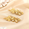 2 barrettes à cheveux florales acier texturé perle 0625047 doré