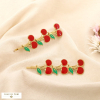 2 barrettes cheveux cerise acier inoxydable émaillé 0625045 rouge