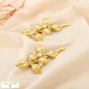 2 barrettes cheveux fleur acier texturé perle 0625039 doré
