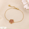 Bracelet acier inox pendentif fleur arrondie strass 0224529 orange foncé