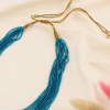 Collier multi-rangs cristal cordon coulissant 0125503 bleu foncé