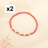 2 Bracelets fin élastique acier inox cristal trèfle 0225556 rouge