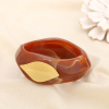 Bracelet ouvert manchette acier résine marbrée 0225529 marron