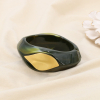 Bracelet ouvert manchette acier résine marbrée 0225529 vert kaki