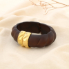 Bracelet acier résine jonc ouvert effet torsadé mat 0225594 marron foncé