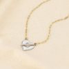 Collier double-rangs bicolore cœur acier inoxydable 0126041 doré/argenté