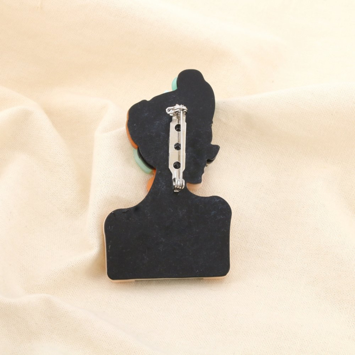 Broche femme stylisée lunettes de soleil rétro chic contemporain résine métal 0526018 vert aqua