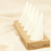 Présentoir à bagues 5 cônes socle bois 0626017 blanc