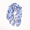 Étole femme imprimé graphique bohème soie viscose 0726002 bleu foncé