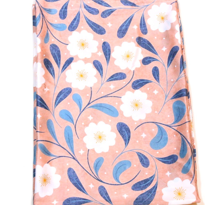 Étole satinée femme imprimé végétal stylisé polyester 0726022 rose nude