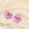Boucles d'oreilles créoles acier inox fleur résine colorée 0325067 magenta