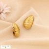 Boucles d’oreille clip goutte d’eau striée acier inoxydable 0324211 doré