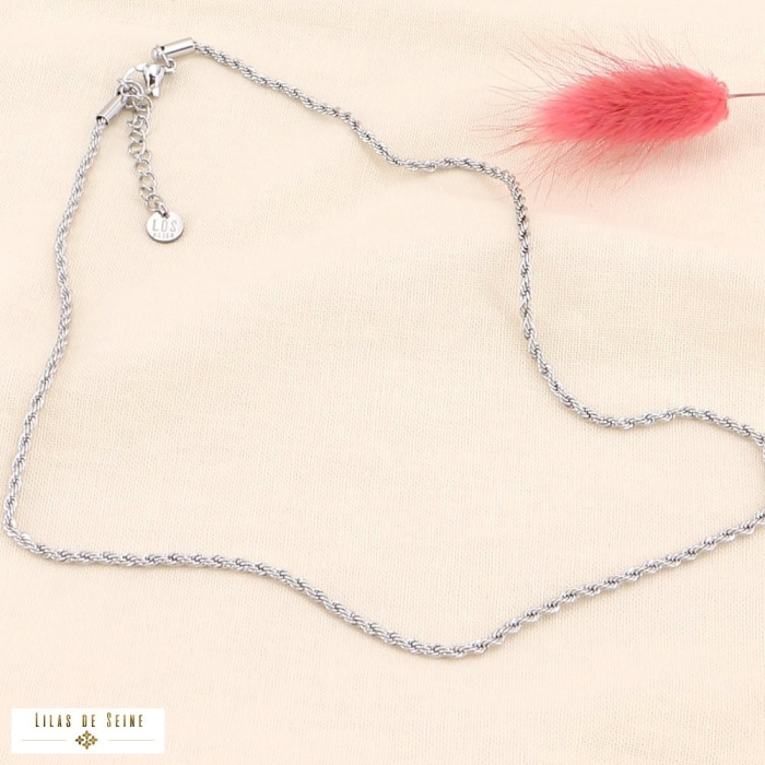 Chaîne maille corde torsadée acier inoxydable 0123515 argenté