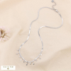 Collier chaîne maille miroir acier inoxydable pampilles étoiles 0123627 argenté