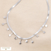 Collier chaîne maille miroir acier inoxydable pampilles étoiles 0123627 argenté