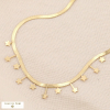 Collier chaîne maille miroir acier inoxydable pampilles étoiles 0123627 doré