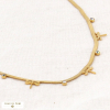 Collier chaîne maille miroir acier inoxydable pampilles libellules strass 0124005 doré