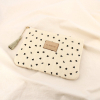 Pochette trousse plate message cœur coton pompon 0926001 naturel/beige