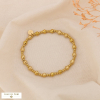 Bracelet Élastique Perles Sculptées Acier Inoxydable 0225044 doré