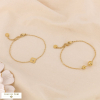 Duo de bracelets fins minimalistes acier inoxydable trèfle strass billes 0224524 doré