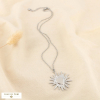 Collier acier inoxydable cœur soleil rayonnant symbolique bohème contemporain 0125600 argenté
