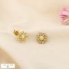 Clous d’oreille fleur strass acier inoxydable romantique glamour rétro chic 0326104 doré