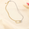Collier acier inoxydable bicolore anneaux entrelacés double chaîne maille forçat 0126045 doré/argenté