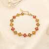 Bracelet acier inoxydable trèfles strass 0226137 rouge corail
