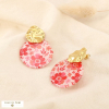 Boucles d’oreilles pendantes acier martelé résine translucide 0326135 rouge