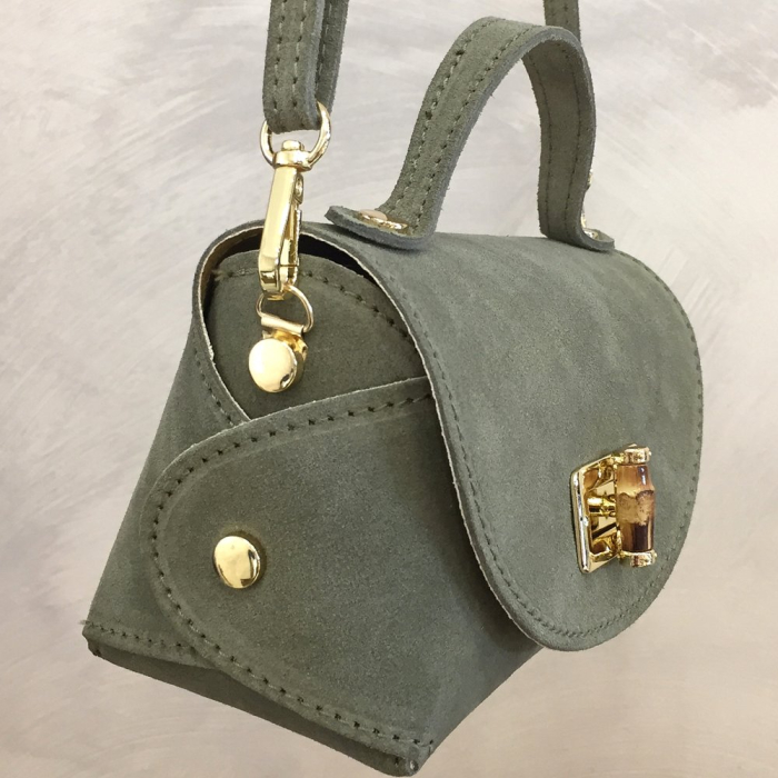 Mini sac à main cuir véritable style daim 0926028 vert aqua