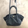 Sac porté épaule cuir véritable style daim 0926030 bleu