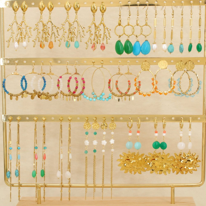 Ensemble 24 boucles d'oreilles acier multicolore 0326162 multi