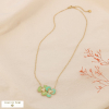 Collier fleurs émaillées bicolores acier inoxydable 0125032 vert kaki