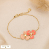 Bracelet fleurs émaillées bicolores acier inoxydable 0225015 rose nude