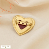 Broche épingle coeur vintage résine marbrée 0526043 rouge bordeaux