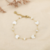 Bracelet acier inoxydable billes cœurs nacrés 0226094 blanc