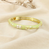 Bracelet jonc ouvrable floral métal émail strass 0226208 vert aqua
