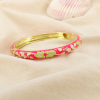 Bracelet jonc ouvrable floral métal émail strass 0226220 fushia