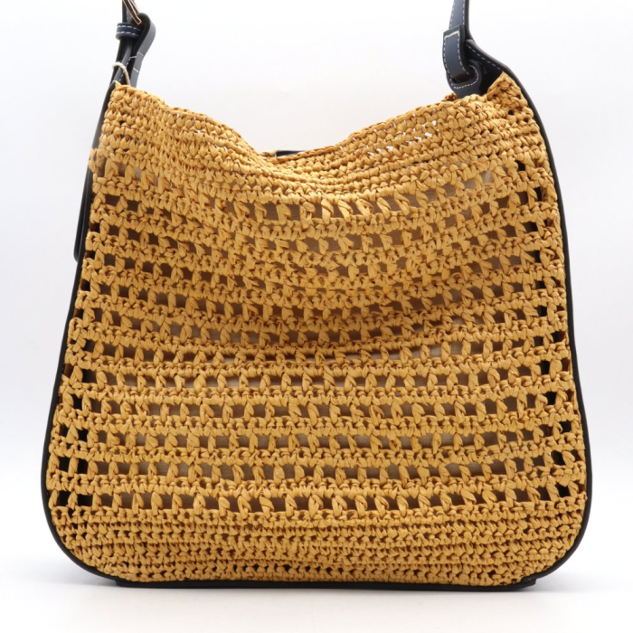 Sac porté épaule femme Flora&Co raphia paille de papier 0926039 bleu foncé