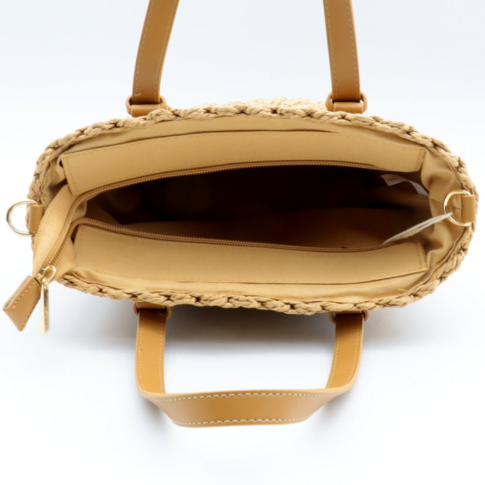 Petit cabas femme Flora&Co raphia paille de papier 0926041 naturel/beige
